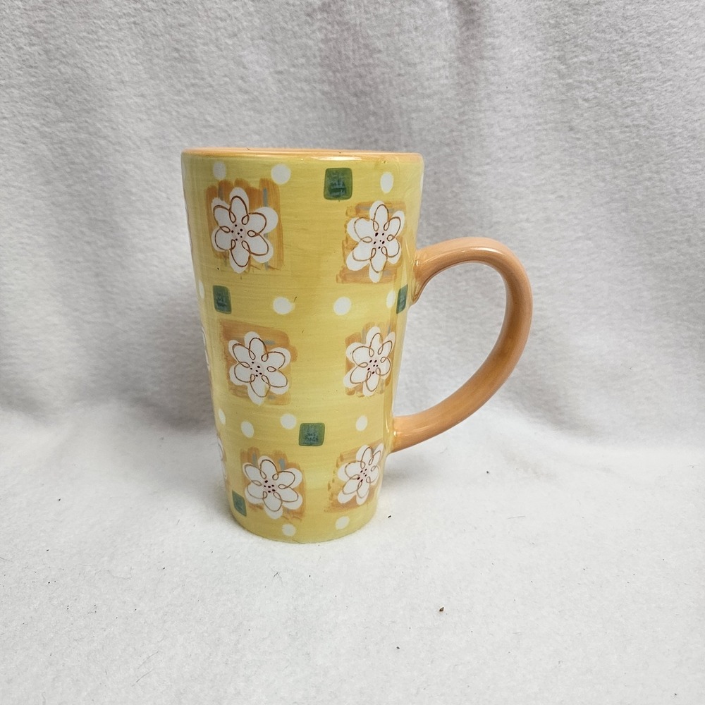 Starbucks 2006 Latte Mug Floral Sunny Yellow Daisy 16oz Coffee Tea Tall Cup